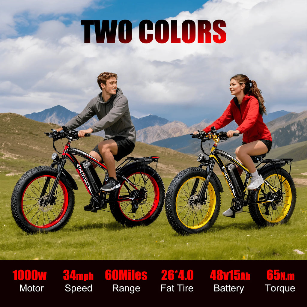 Electric Bike Adult 26" Fat Tire 1500W Peak Motor 34Mph
