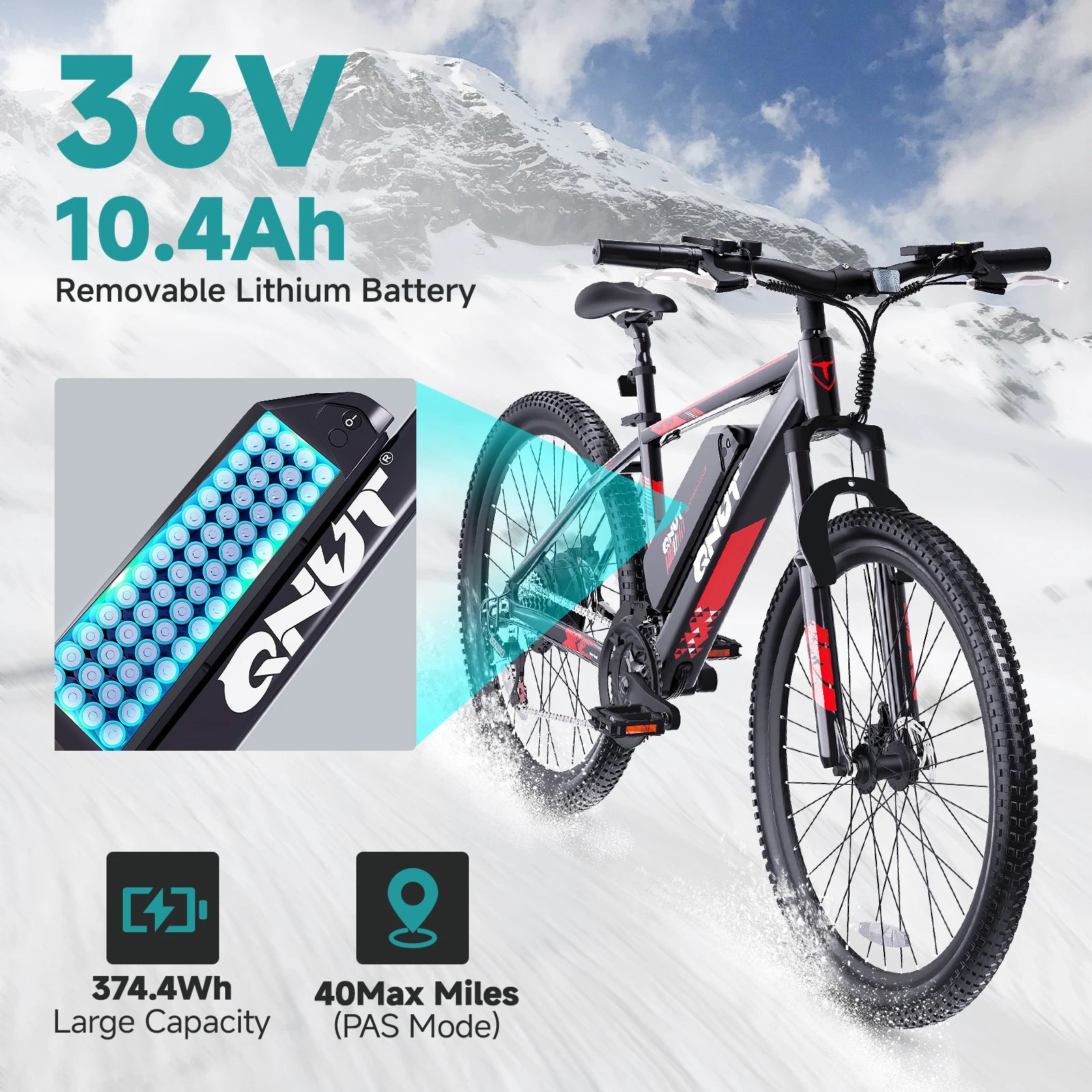 Mountain electric Bicycle 1000W 36V 10.4AH 26" Tire All-Terrain E-Bike Urban off-road Commuter