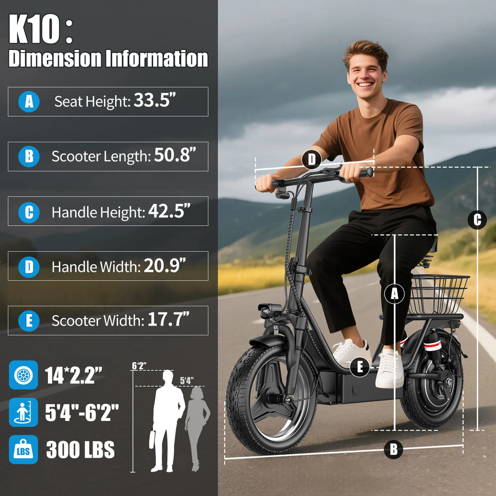 Electric Scooter 650W — With Seat, 20 MPH