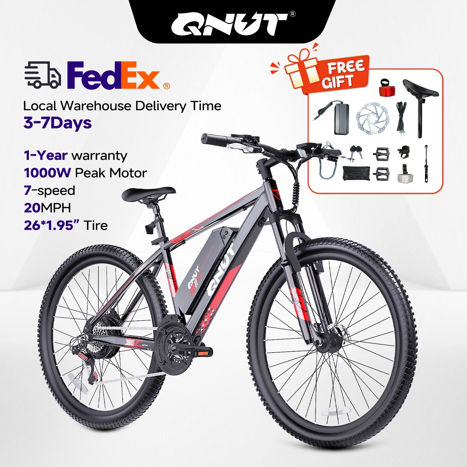 Mountain electric Bicycle 1000W 36V 10.4AH 26" Tire All-Terrain E-Bike Urban off-road Commuter