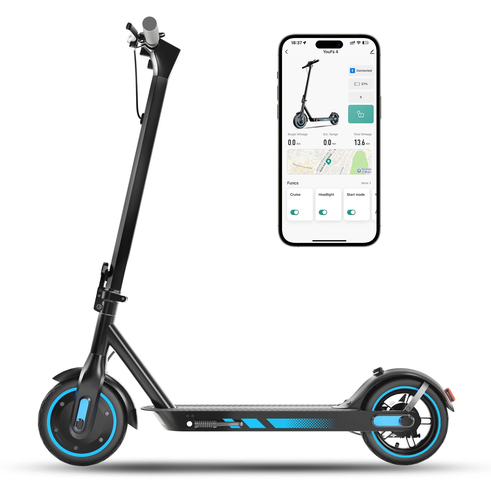 E-scooter 500W Motor 36V 10.5Ah 25MPH Speed 22mile Range Foldable Escooter
