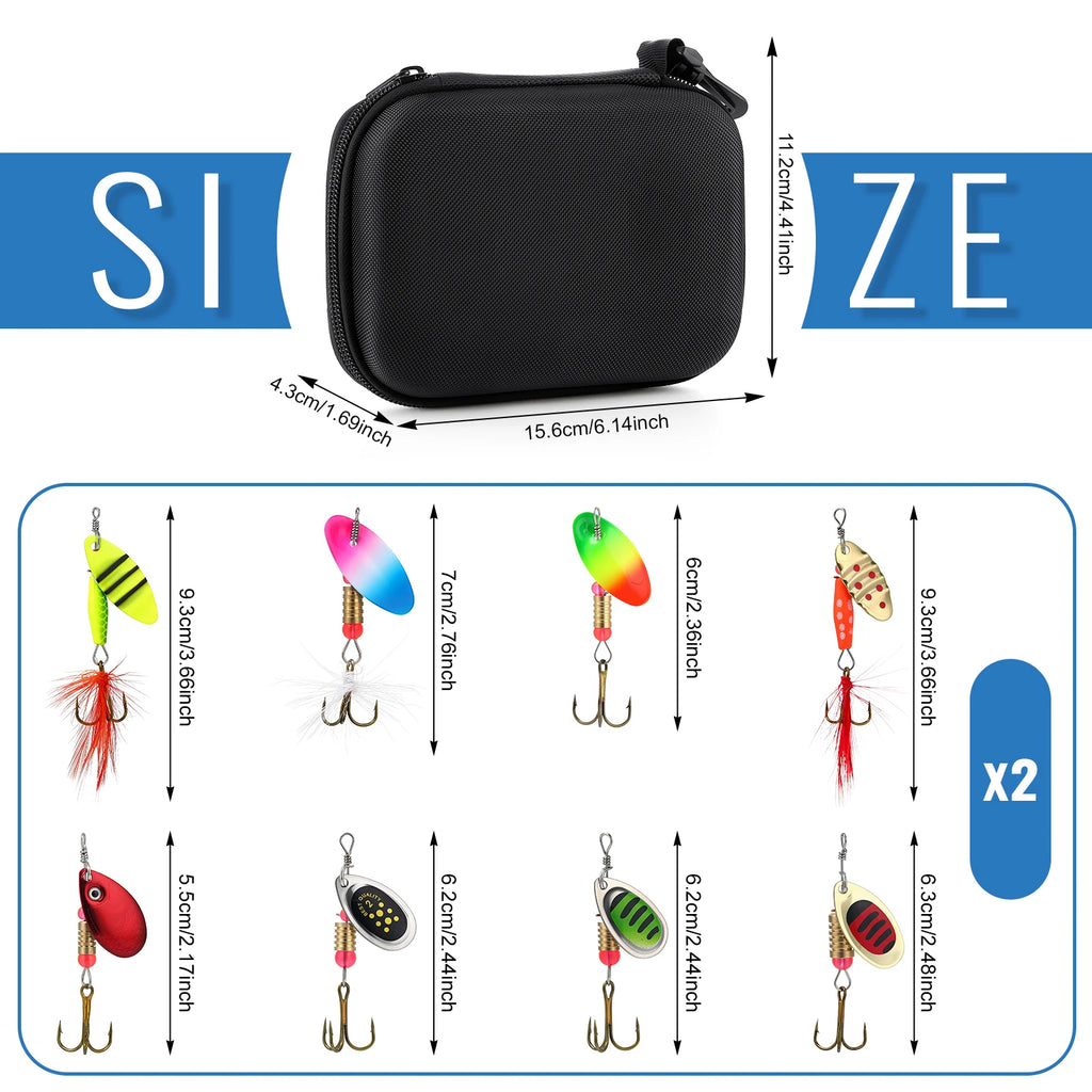 16-Piece Spinner Lure Set — with Tackle Box