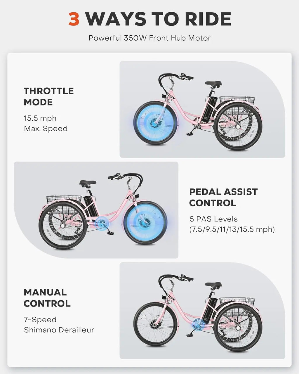 Electric Tricycle 500W — Stable & Easy to Ride