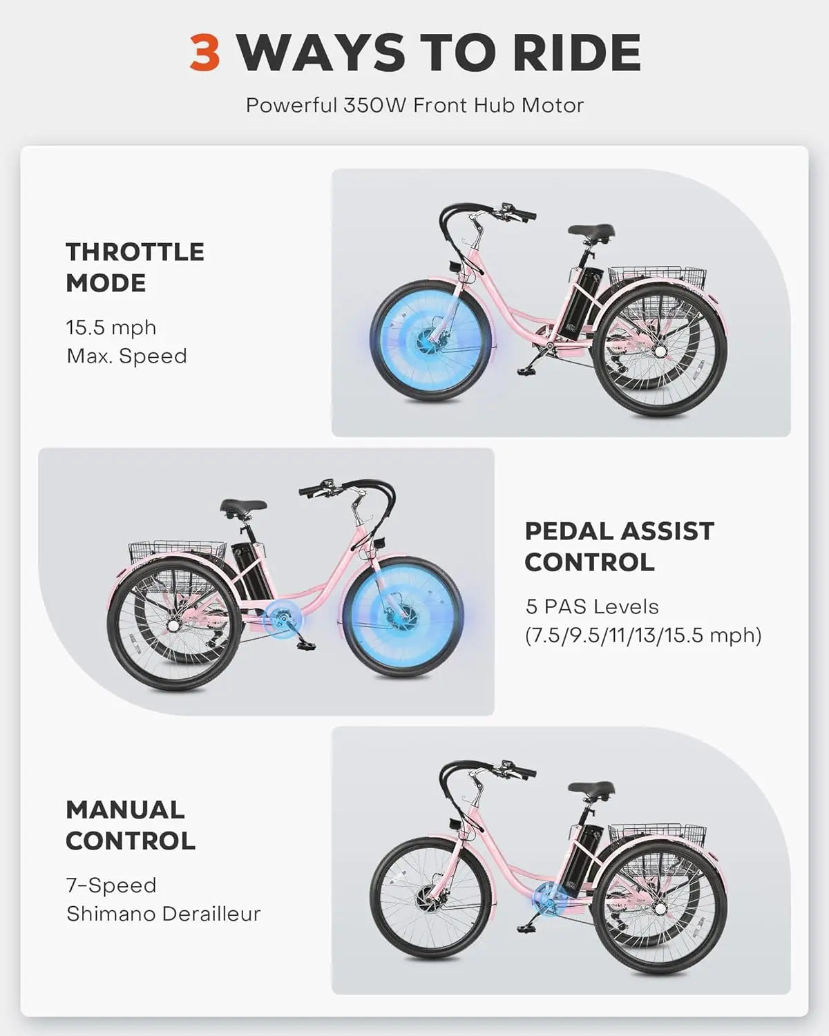 Electric Tricycle 24 inch 500W
