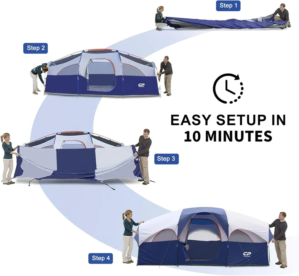 8-Person Family Camping Tent — Spacious & Durable