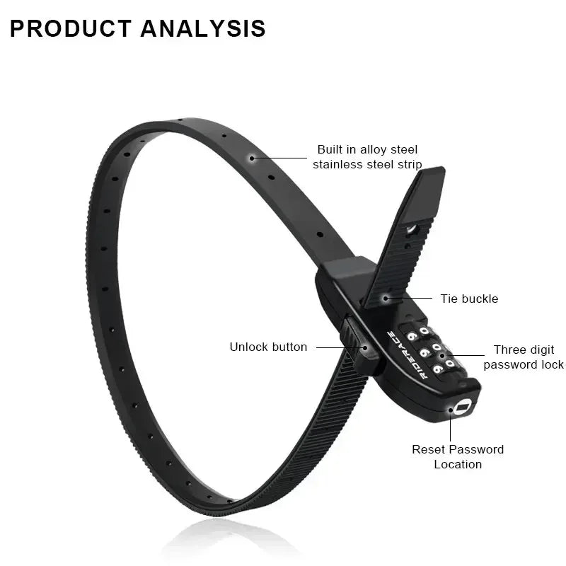 3 Digit Password Bike Helmet Lock