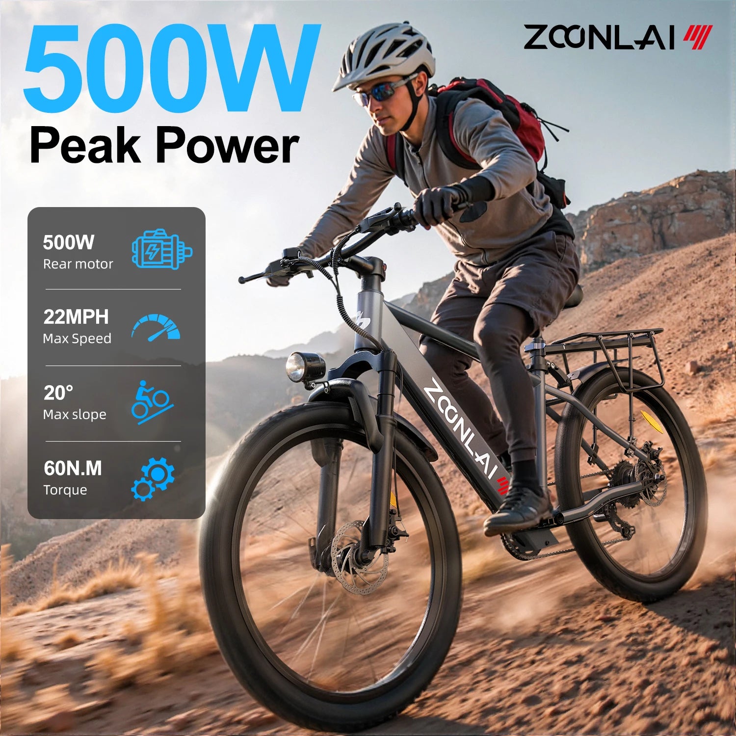 Adult Ebike Peak 500W Battery Commuter Tire Front Suspension E-bike