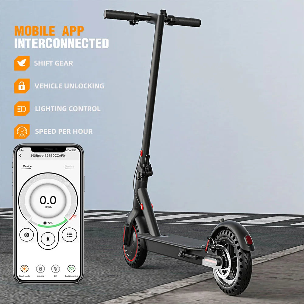 Foldable Electric Scooter for Adults, 8.5'' Solid Tires, Dual Brake System, Lightweight APP
