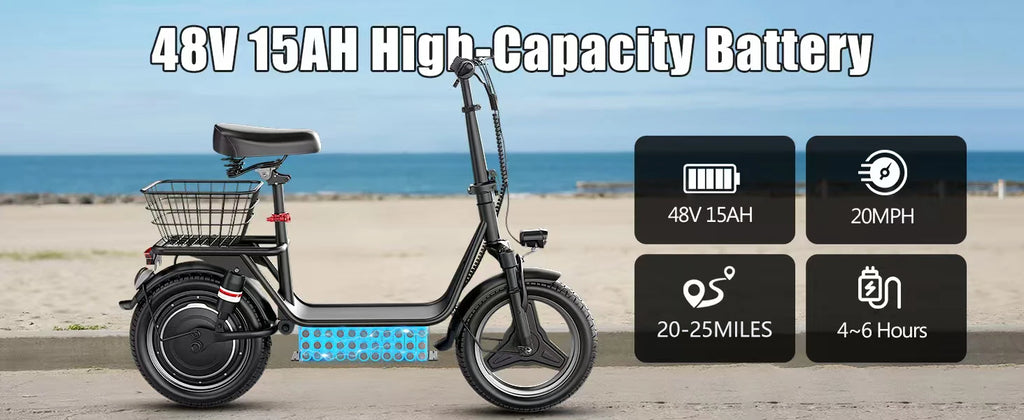Electric Scooter 650W — With Seat, 20 MPH
