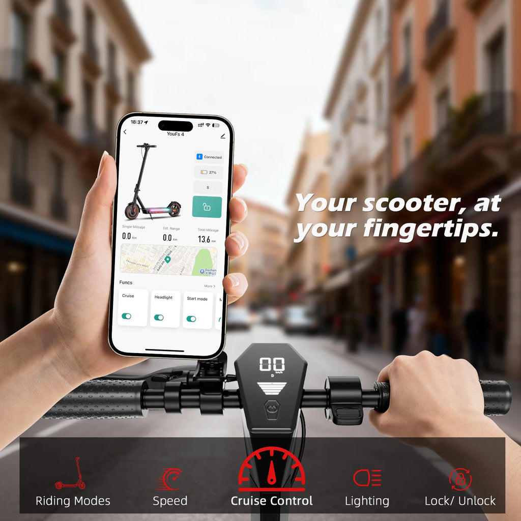 E-scooter 500W Motor 36V15Ah 25MPH Speed Foldable Electric Scooter for Adult with App