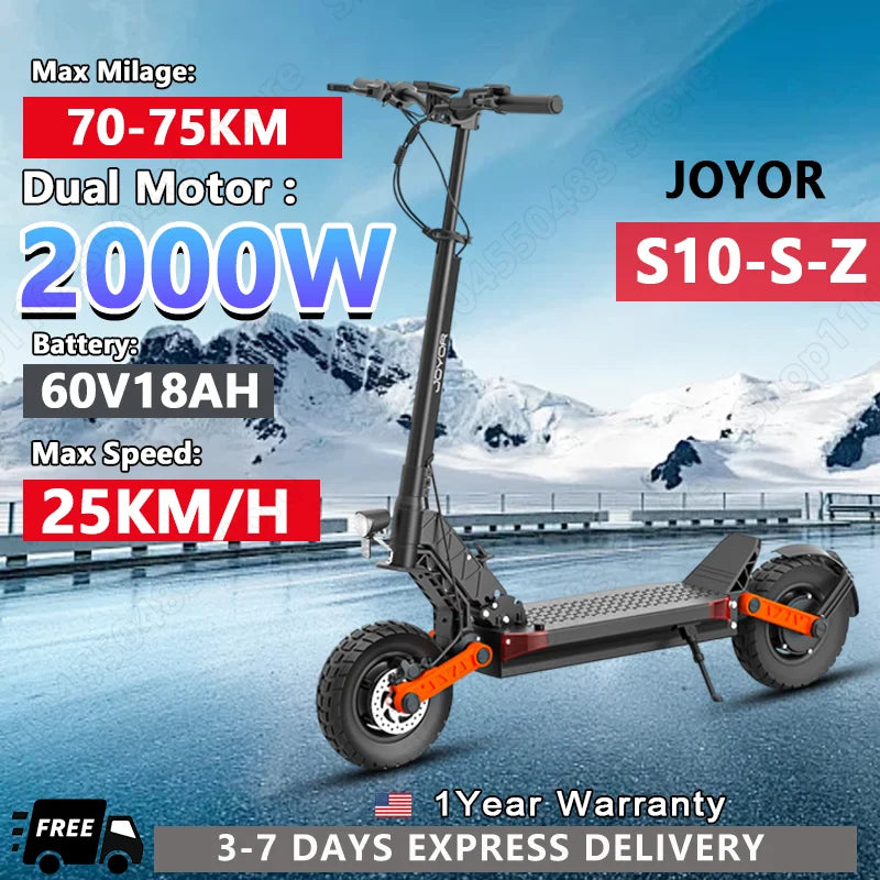 Folding Electric Scooter 1000W*2 Dual Motors 60V18AH High-capacity Battery 10*3.0 Widen Tires 75Km Max Range