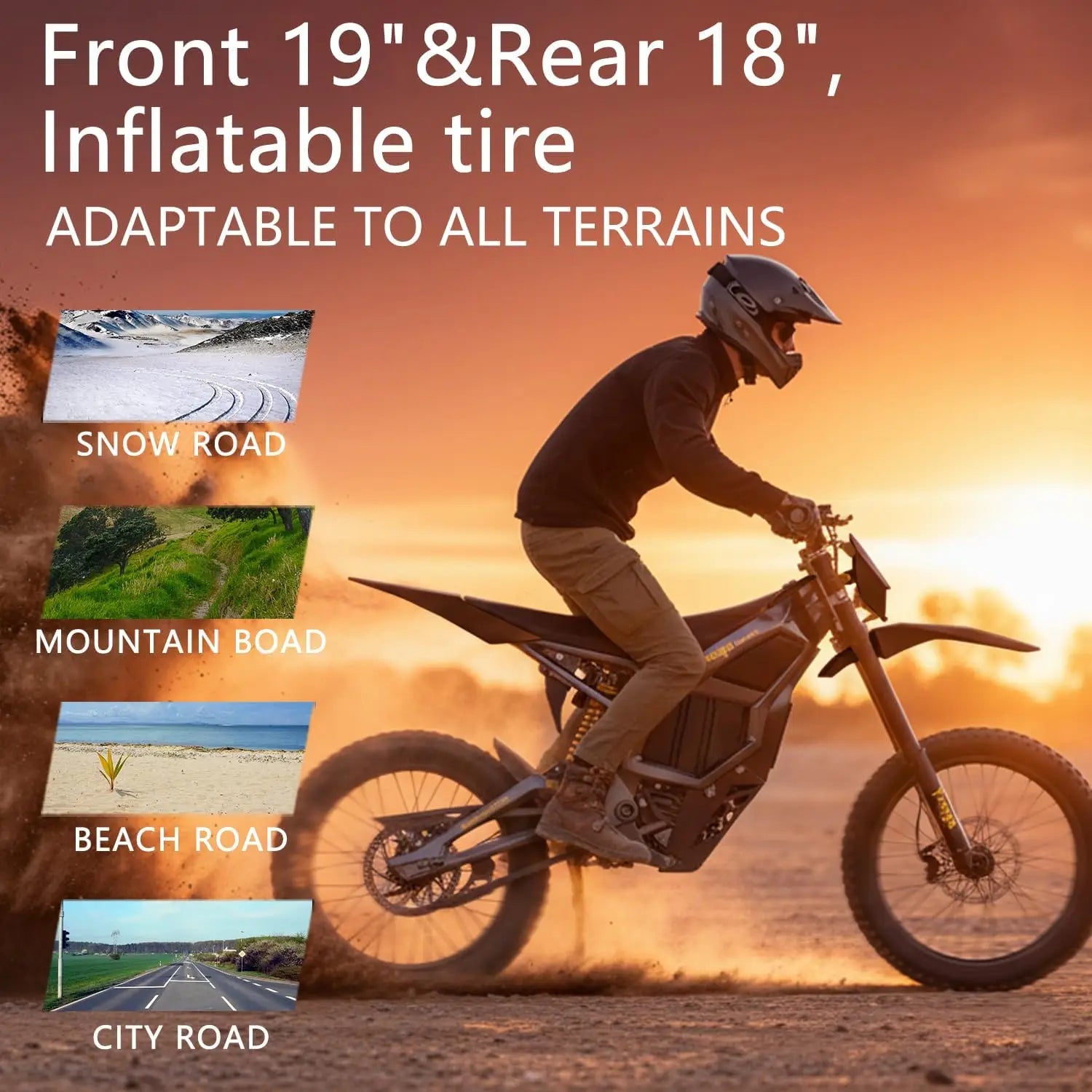 Electric Dirt Bike 72V 40Ah 8000W Peak Mid-Drive Motor 53 MPH