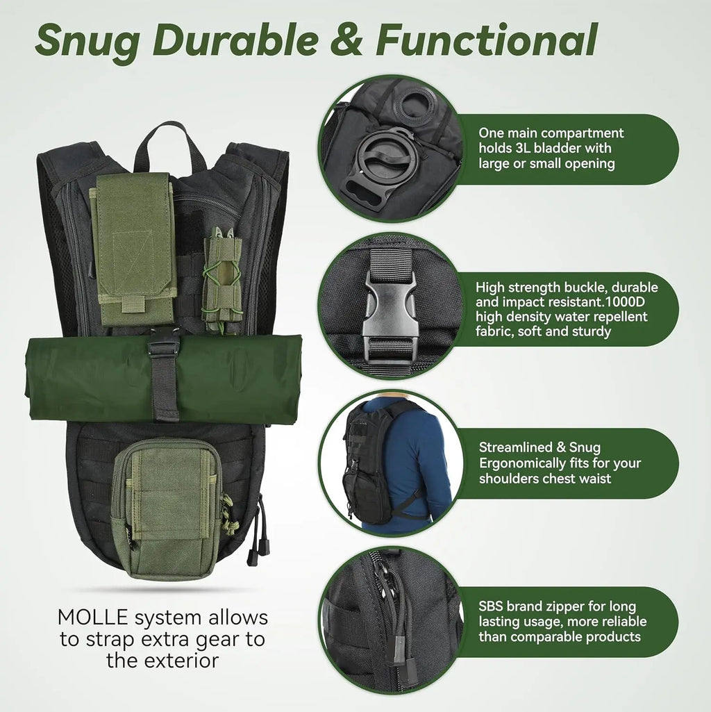 Tactical Hydration Backpack — 3L TPU Bladder