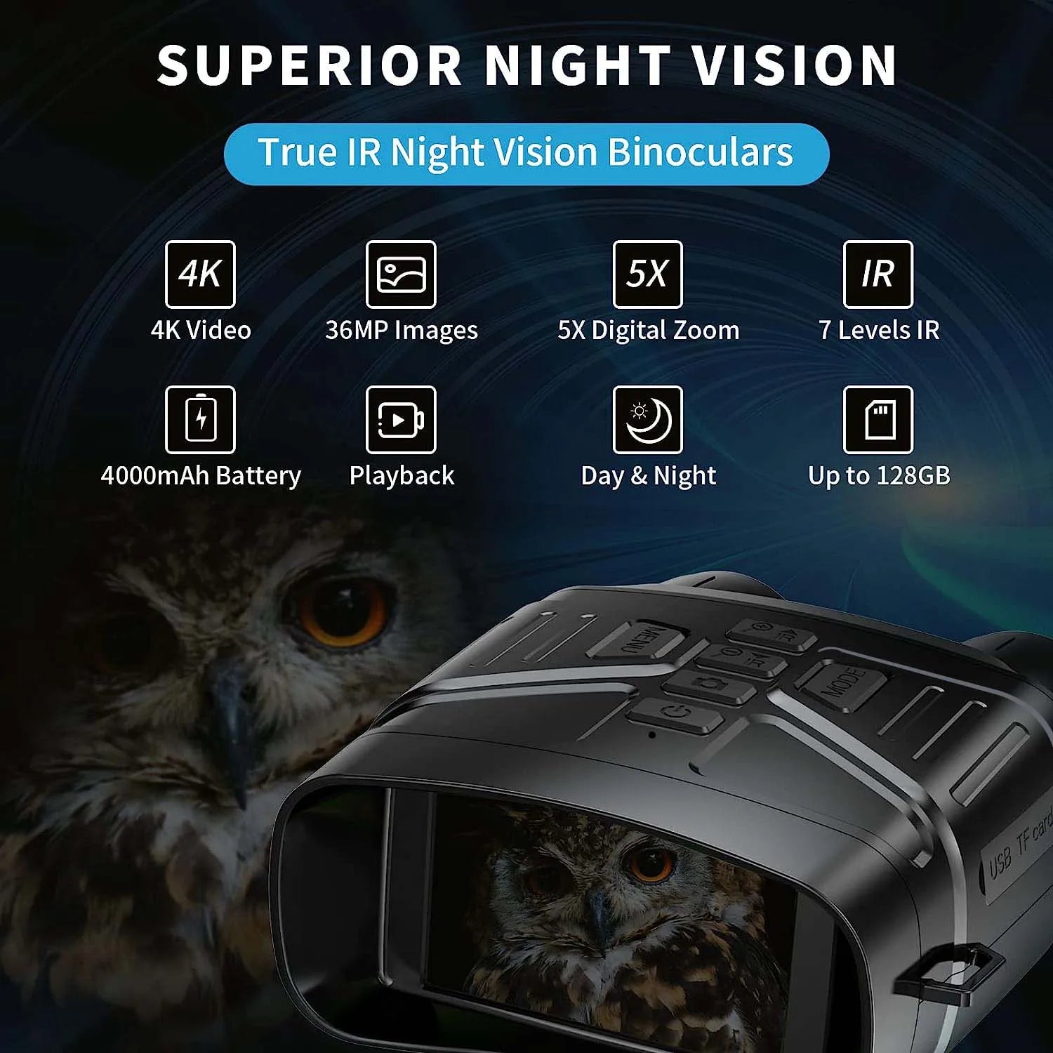 4K Night Vision Binoculars — Rechargeable