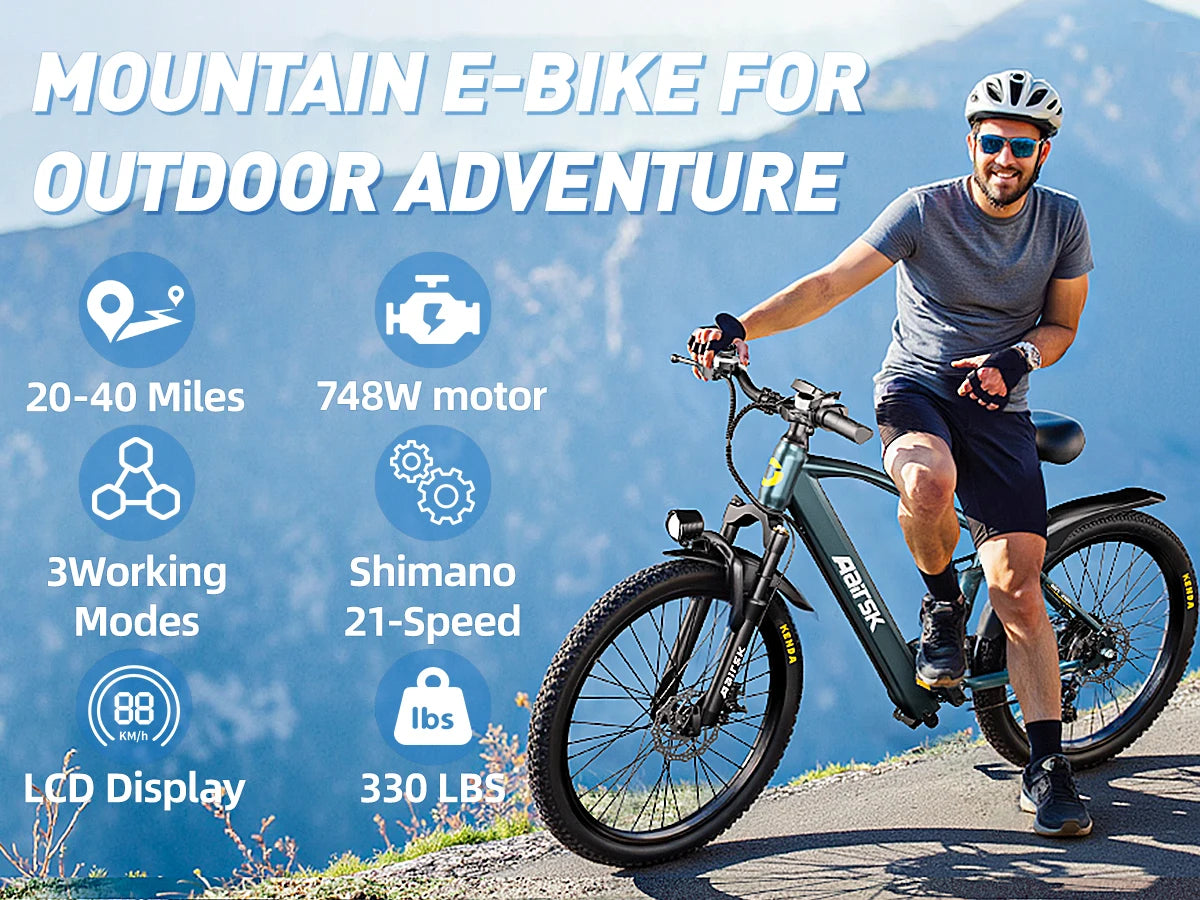 Adult E-bike 400W Motor 36V 13Ah Battery Electric Bike 26 Inch Fat Tire E-Mountain bike