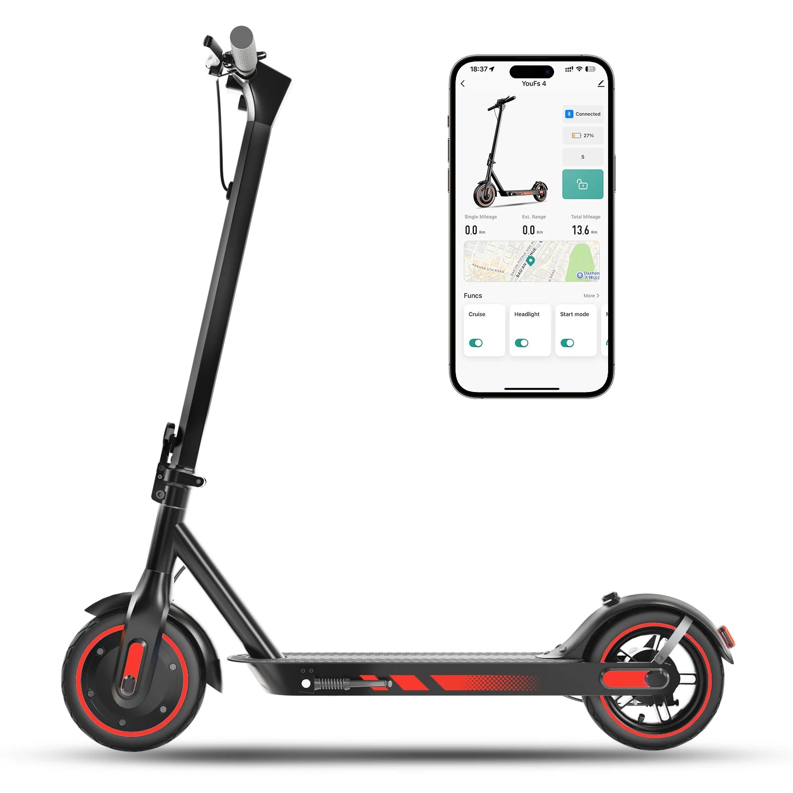 E-scooter 500W Motor 36V 10.5Ah 25MPH Speed 22mile Range Foldable Escooter